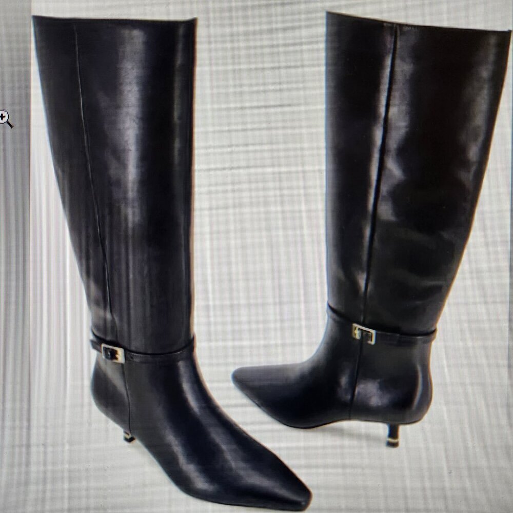 Kenneth Cole Black Leather "Marais" Heeled Boots. NIB. Size 9